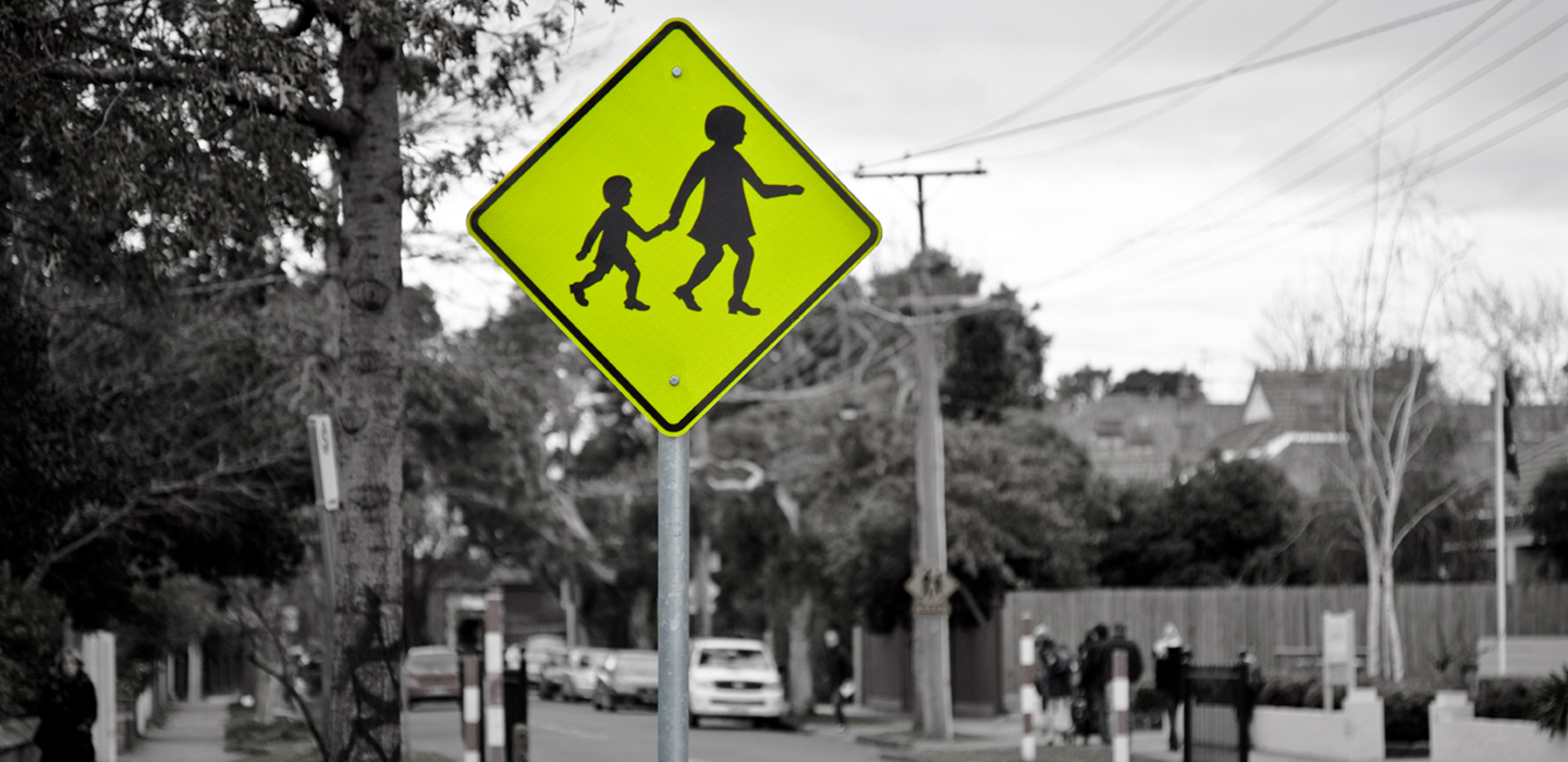 A school crossing sign